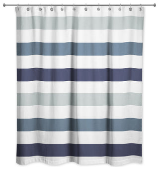 Blue Chunky Stripes 71x74 Shower Curtain
