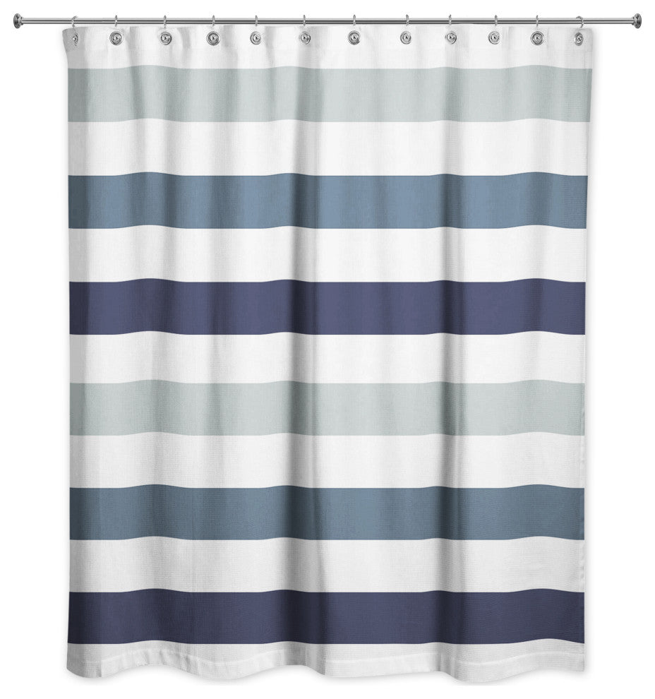 Blue Chunky Stripes 71x74 Shower Curtain