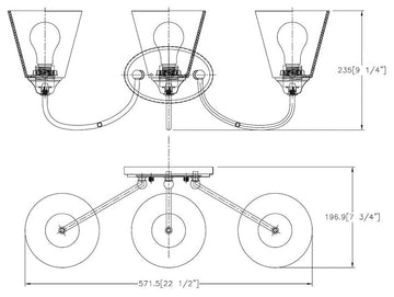 Galveston Matte Black 3-Light Wall Sconce Bathroom Fixture, 21-0119