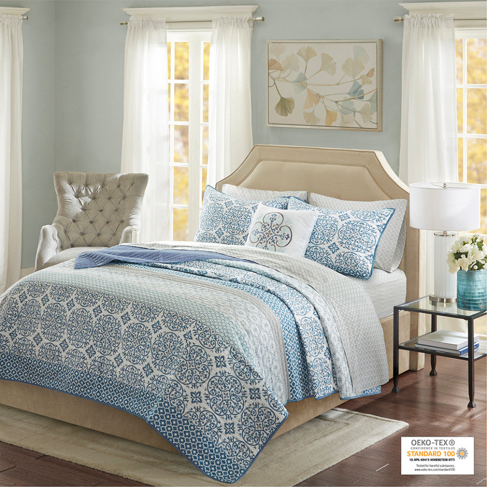 Madison Park Essentials Sybil 6 Piece Quilt Set With Cotton Bed Sheets