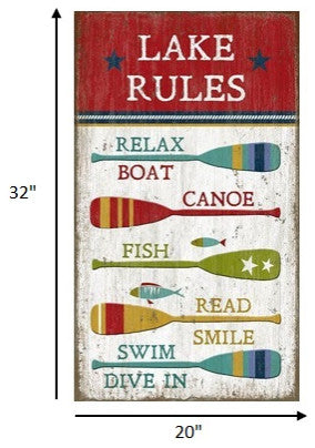 Vintage Boat Oars Lake Rules Large Wall Art
