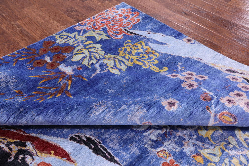 Fish Design Hand Knotted Silk Rug 8' 10" X 12' 0" Q11600