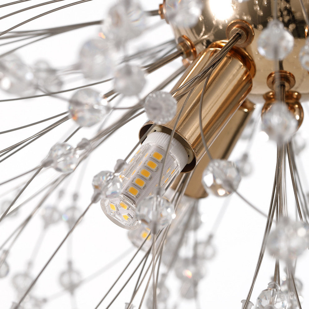Modern Crystal Firework Sputnik Chandelier, Gold, 9 Light