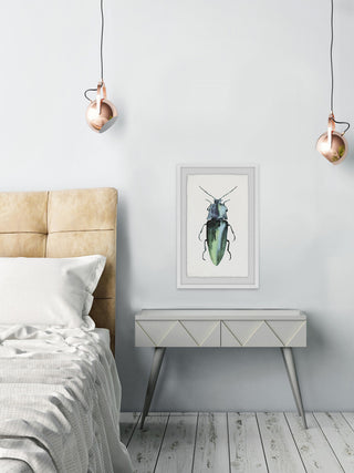 "Pointy Green Bug" Framed Painting Print, 24"x36"