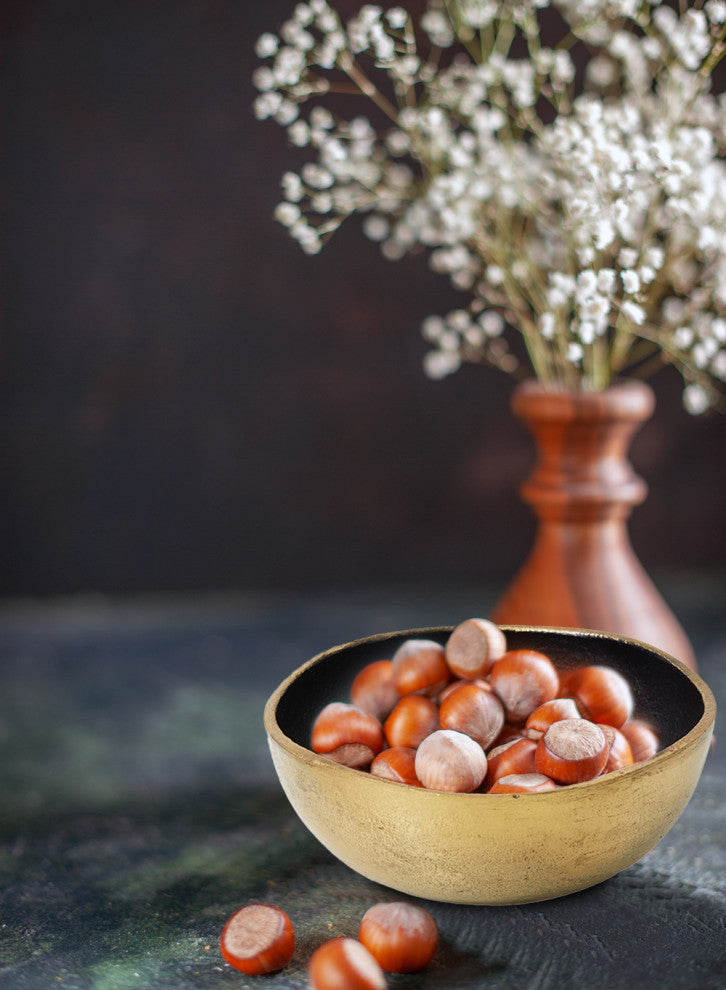 Serene Spaces Living Decorative Black & Gold Bowl, 5.5" Diameter & 2" Tall