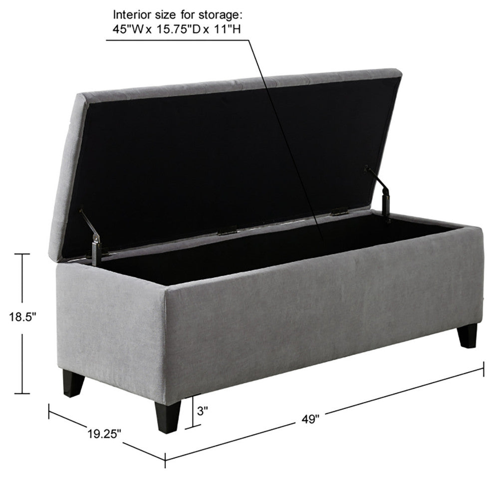 Madison Park Shandra Upholstered Soft Close Storage Bench, Light Gray