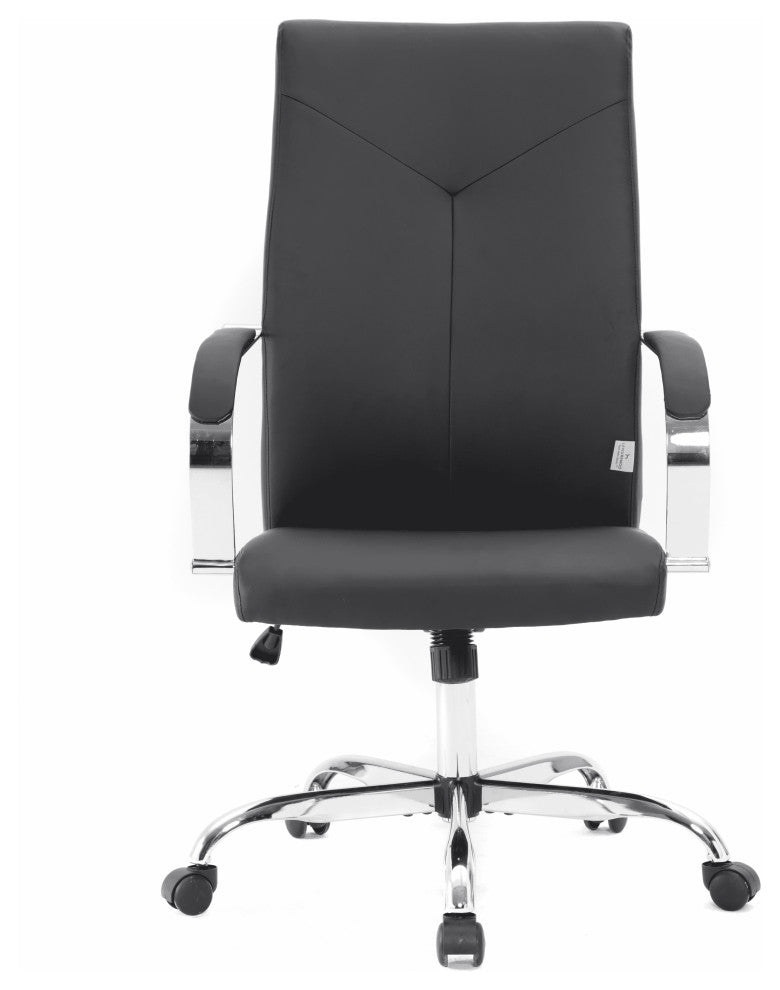 LeisureMod Sonora High-Back Adjustable Leather Conference Chair, Black