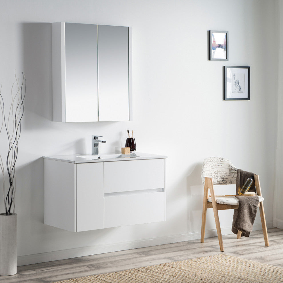 Blossom Valencia 36" Vanity Set, Glossy White, Medicine Cabinet