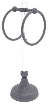 Pacific Grove 2 Ring Vanity Towel Ring with Twisted Accents, Matte Gray