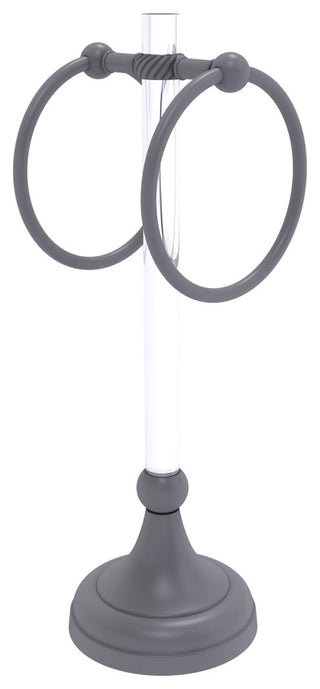Pacific Grove 2 Ring Vanity Towel Ring with Twisted Accents, Matte Gray