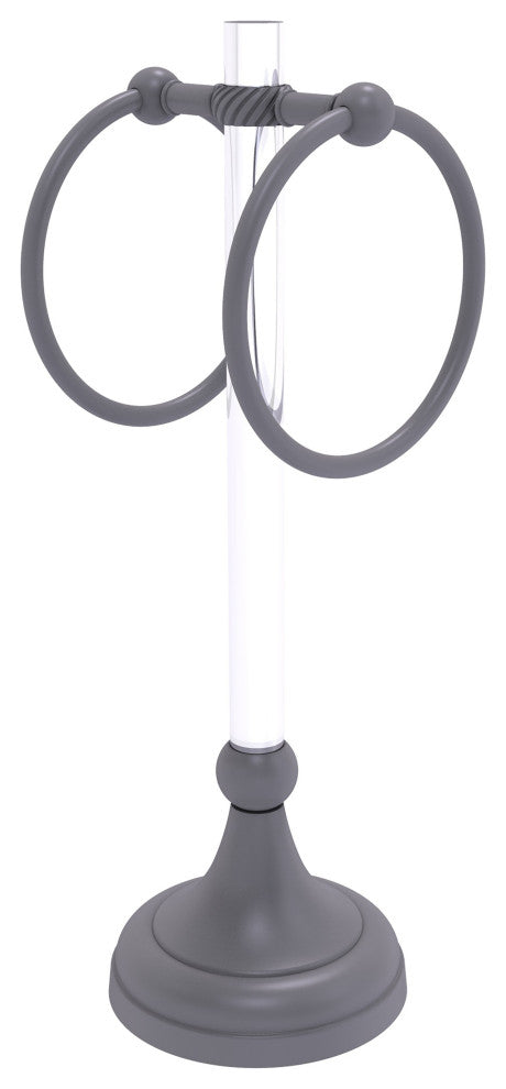 Pacific Grove 2 Ring Vanity Towel Ring with Twisted Accents, Matte Gray
