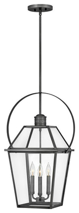 Nouvelle Outdoor Hanging Lantern in Blackened Brass