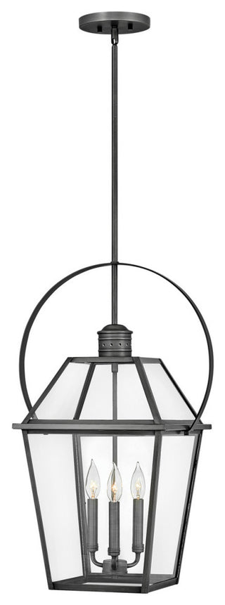 Nouvelle Outdoor Hanging Lantern in Blackened Brass