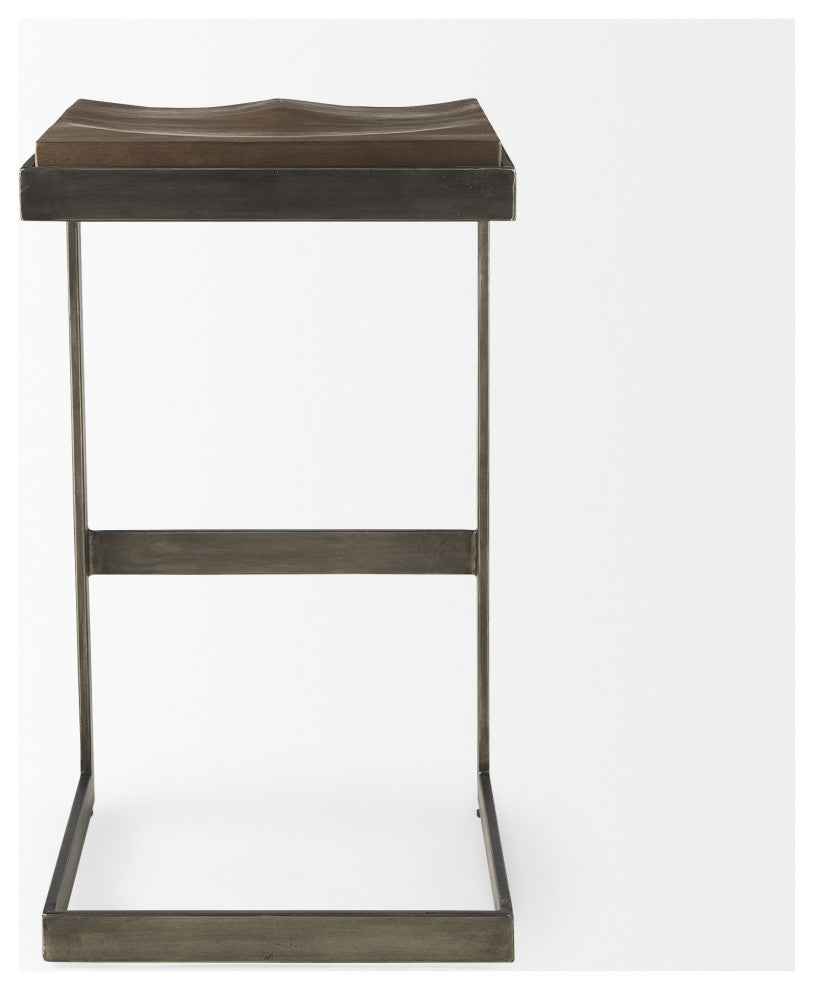 30" Black Cheeky Wood and Metal Bar Stool