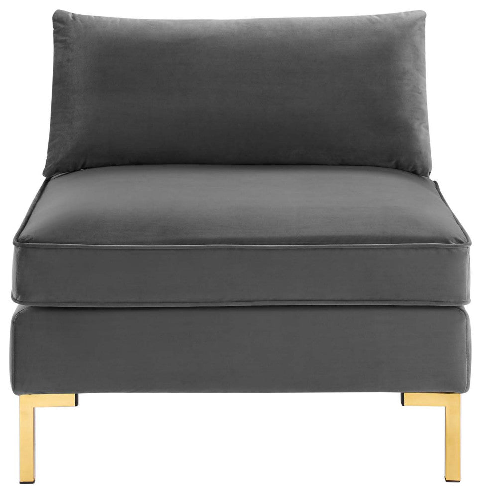 Ardent Performance Velvet Armless Chair - Gray