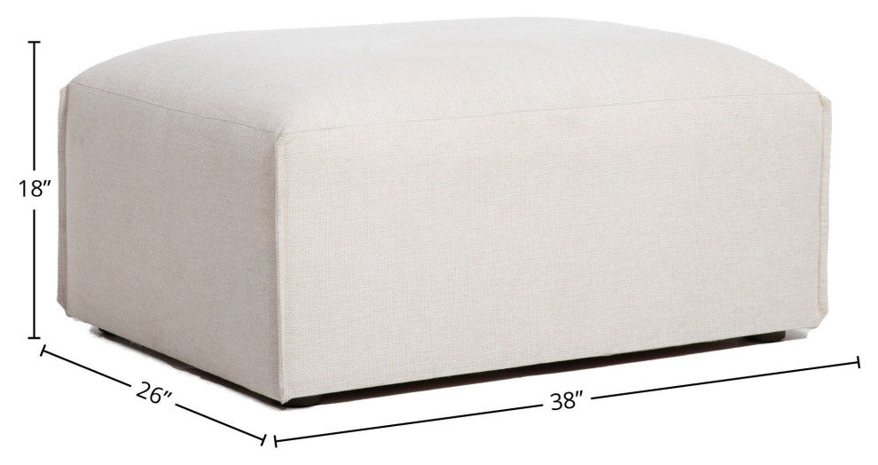 Premium Chenille Upholstered Modular Ottoman, Beige
