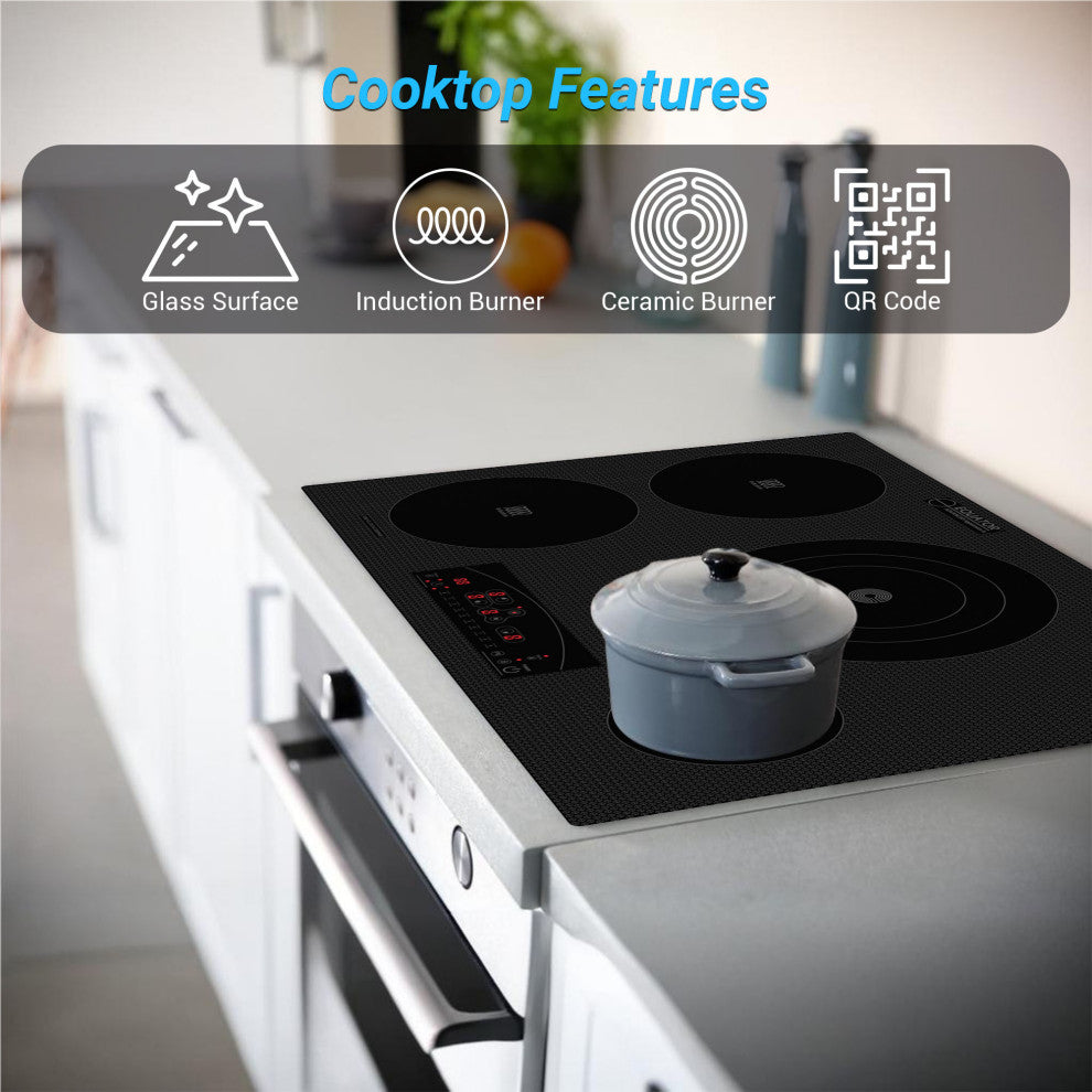 30" Electric Ceramic-Induction 4 Burner Cooktop