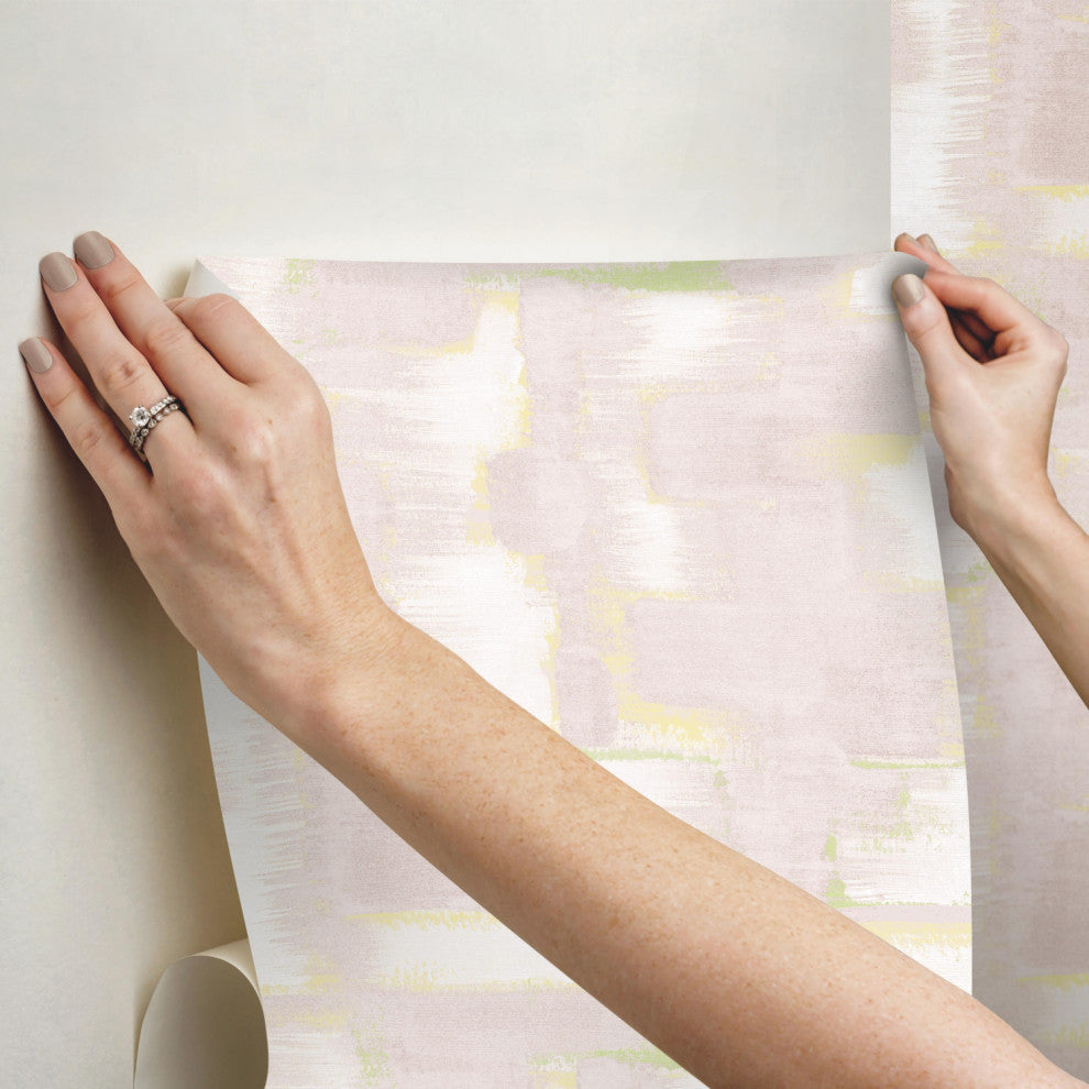 Blush Modern Ikat Peel and Stick Wallpaper Pink By Roommates