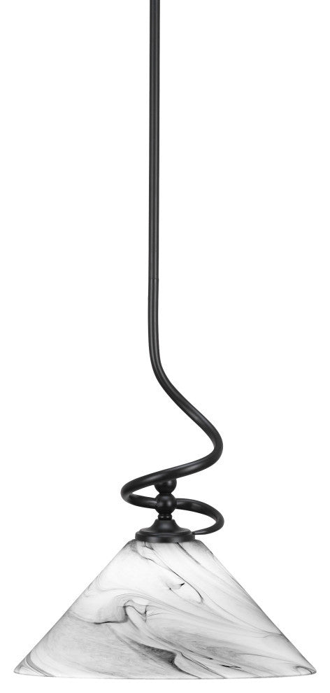 Capri 1-Light Mini Pendant with Hang Straight Swivel, Matte Black/Onyx Swirl