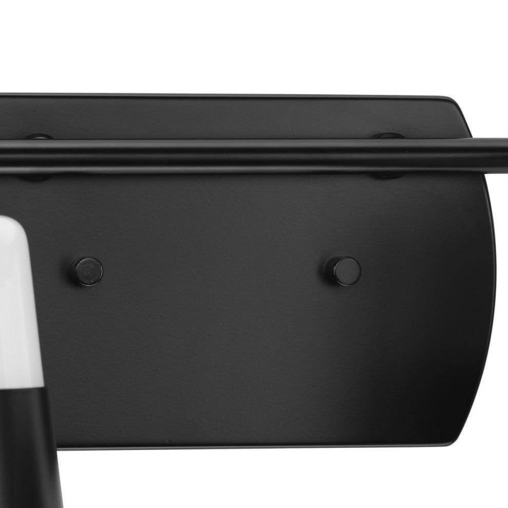 Haven Collection Four-Light Matte Black Opal Glass Luxe Industrial Bath Light