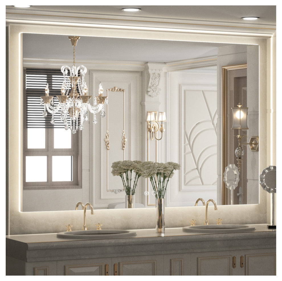 Backlit 3-Color LED Mirror for Bathroom, Anti-Fog Dimmable, 48x30