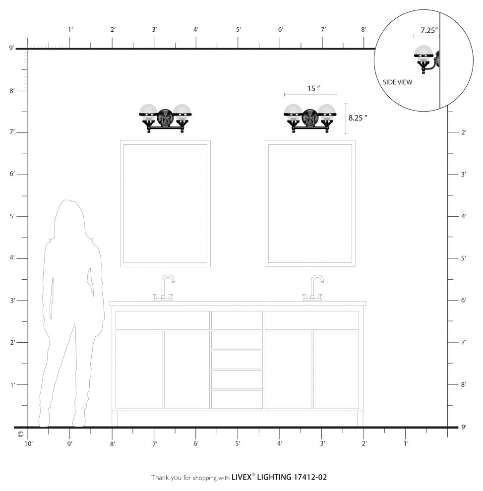 Livex Lighting Polished Brass 2-Light Vanity Sconce