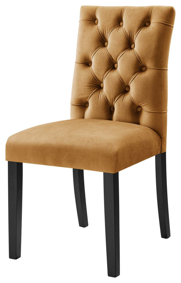 Side Dining Chair, Set of 2, Brown, Velvet, Modern, Cafe Bistro Hospitality
