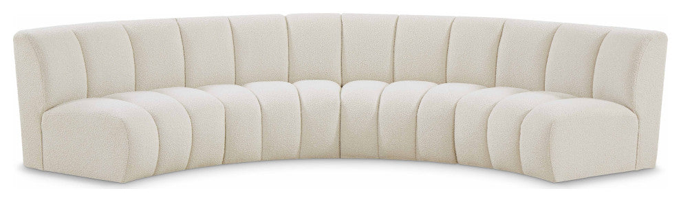 Infinity Black Boucle Fabric Upholstered Arc Shaped Modular Sectional, Cream, 4-Piece, Arc-Shaped