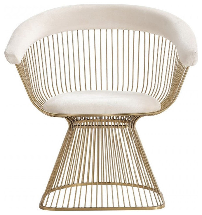 Swell Gold Dining Chair Arm Chair, Beige