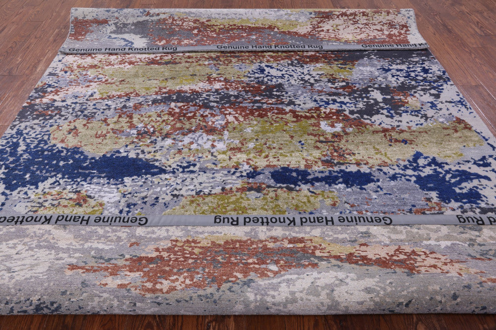 7' 11" X 10' 2" Handmade Wool and Silk Modern Rug Q7222