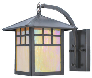 8W Seneca Window Pane Curved Arm Wall Sconce