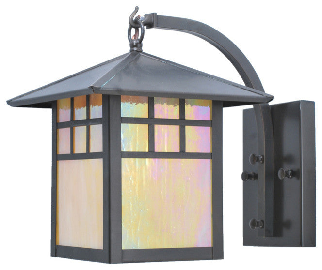 8W Seneca Window Pane Curved Arm Wall Sconce