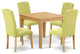 5Pc Square 36" Table And Four Parson Chair, Oak Leg And Linen Fabric Limelight