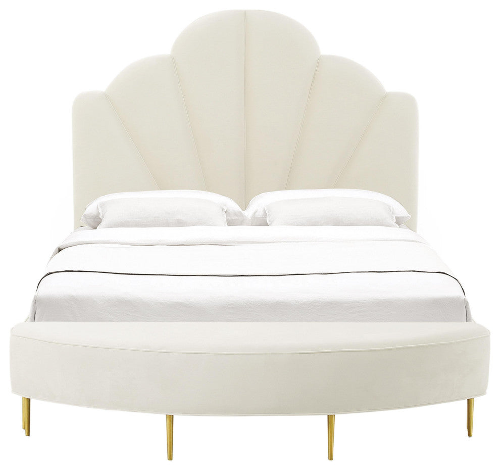 Bianca Cream Velvet Bed in King