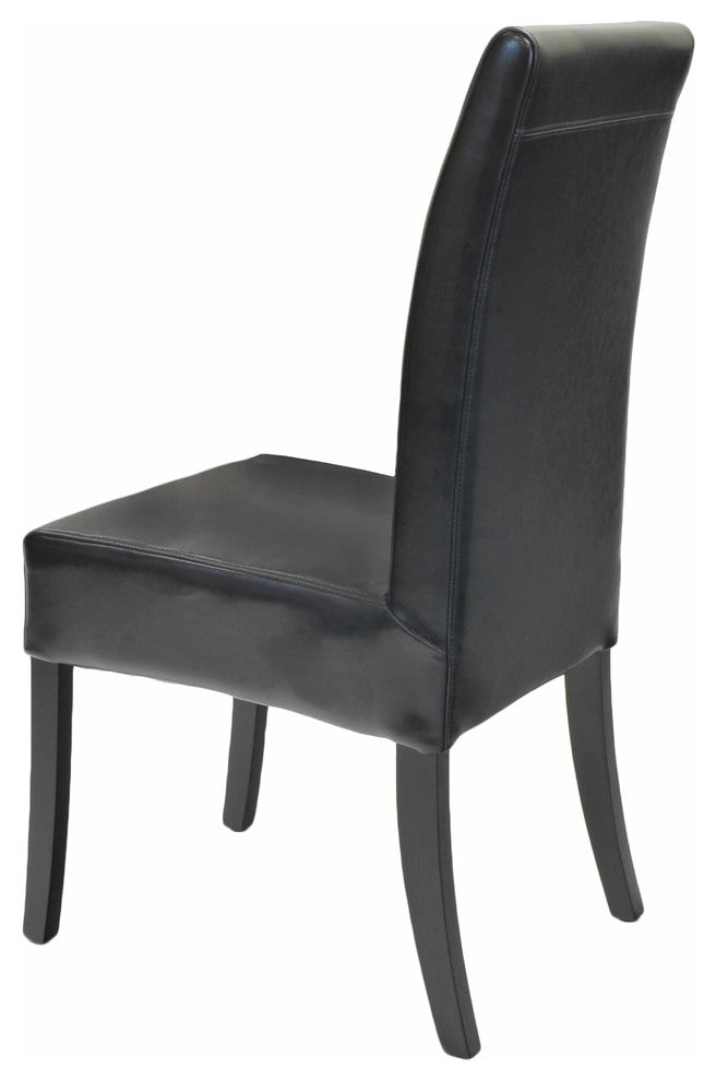 Valencia Dining Side Chair, Black, Split Leather