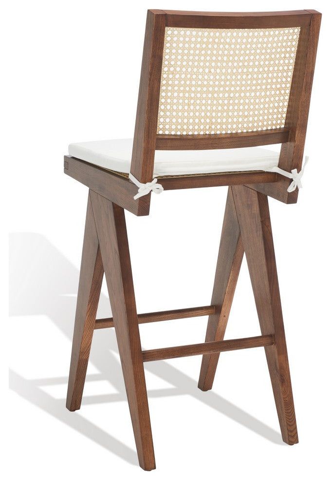 Safavieh Couture Colette Rattan Barstool, Walnut/Natural