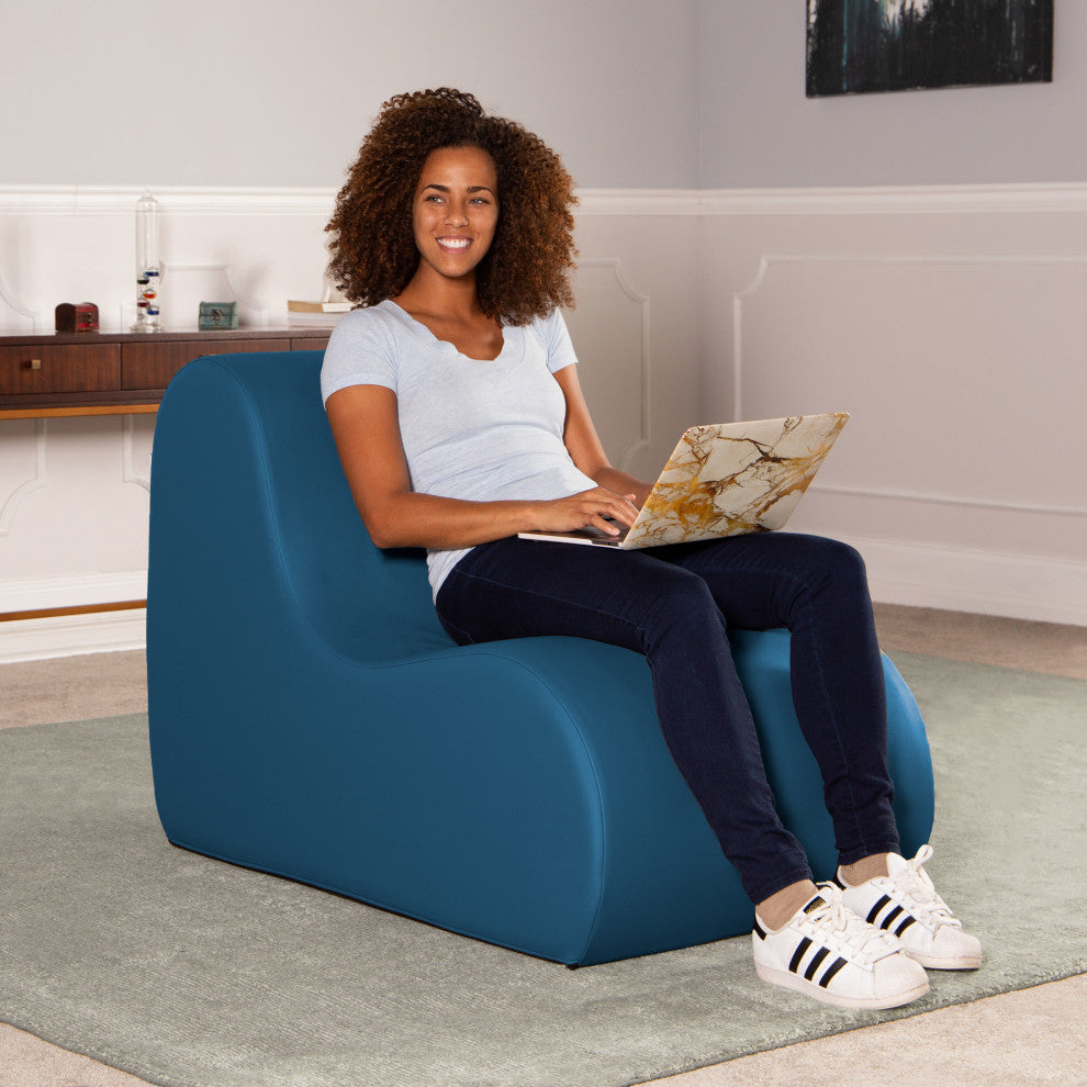 Midtown Large Foam Chair, Commercial Soft Seating, Premium Vinyl, Blue