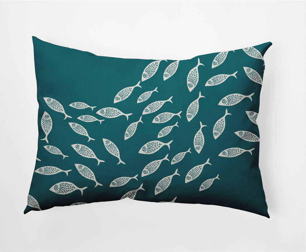 14x20" Escuela Nautical Decorative Indoor Pillow, Ocean Teal