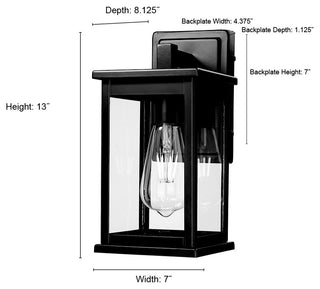 1 Light 7 in. Powder Coated Black Outdoor