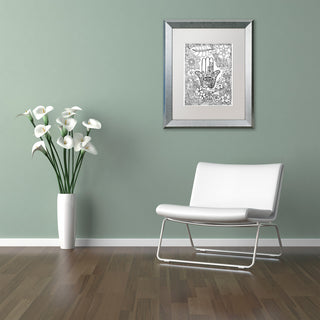 KCDoodleArt 'Hamsa Hand' Art, Silver Frame, White Matte, 11"x14"