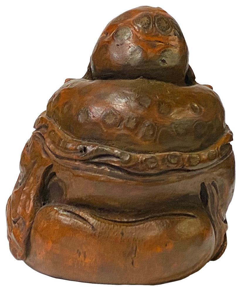 Chinese Bamboo Carved Happy Buddha Ru Yi Figure Display, Hws2177