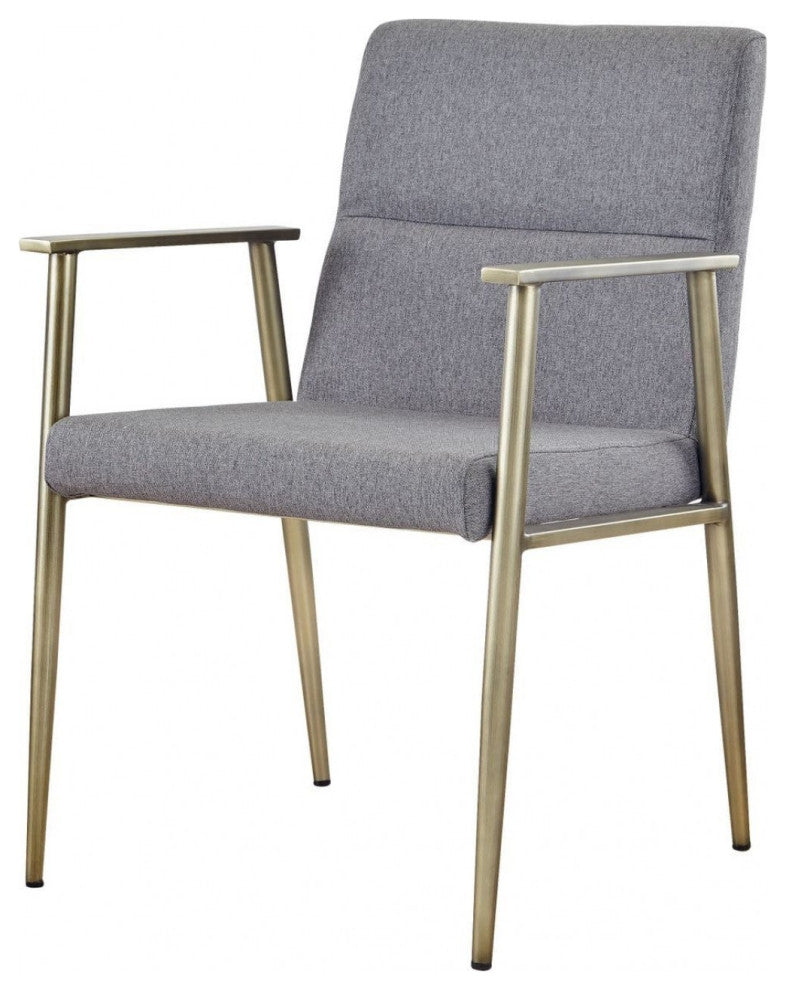 Gray Antique Brass Contemporary Dining Chair