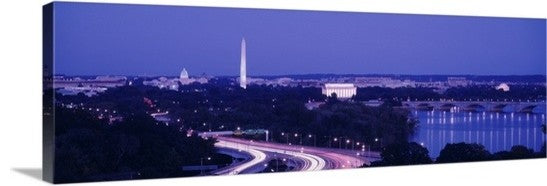 "Evening Washington DC" Canvas Art, 36"x12"x1.25"