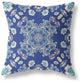 26" Blue Cream Wreath Indoor Outdoor Zippered Throw Pillow