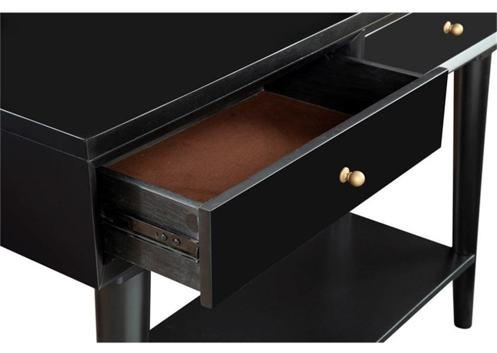 Alpine Furniture Flynn Wood Console Table with 2 Drawers in Black