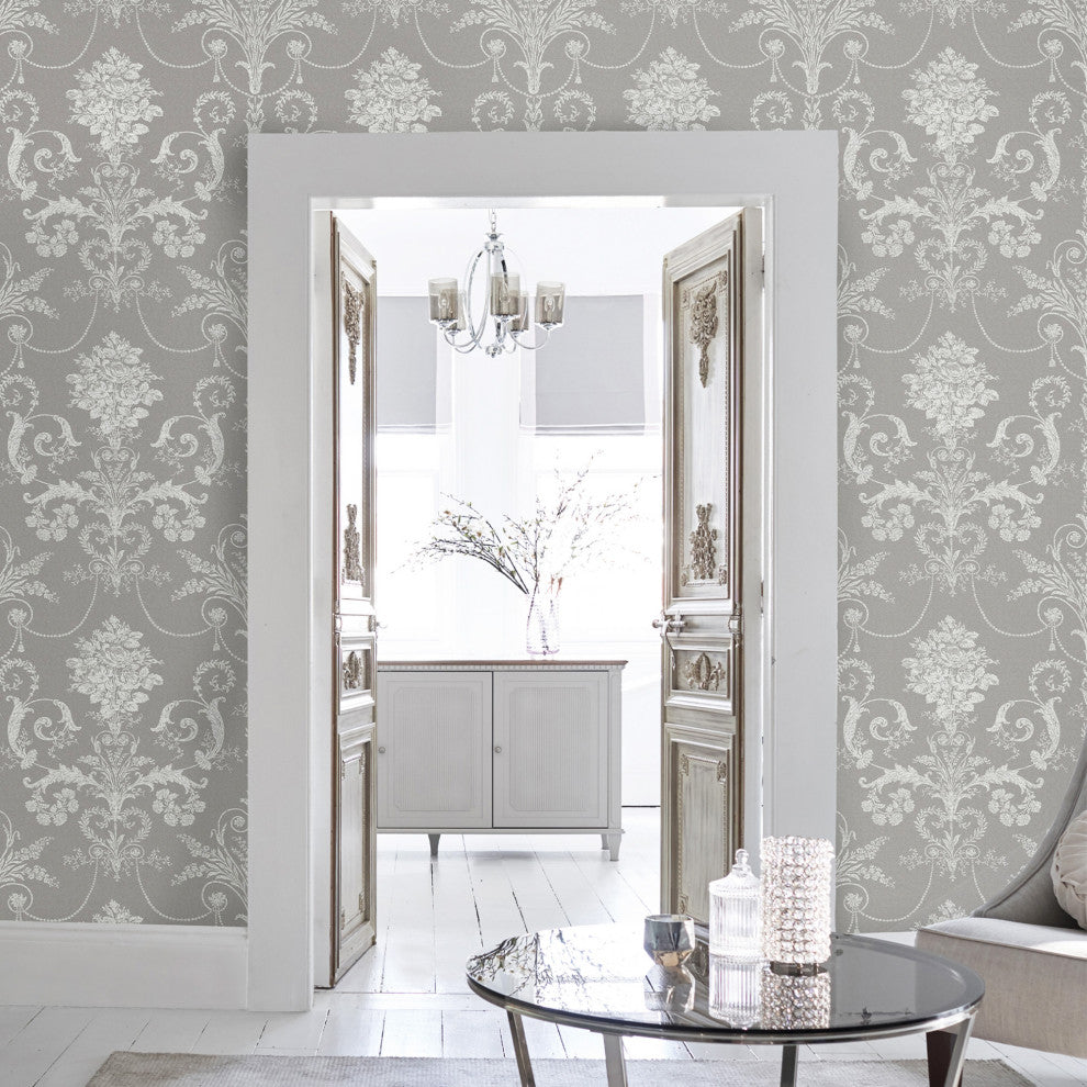 Laura Ashley Josette Wallpaper, Steel