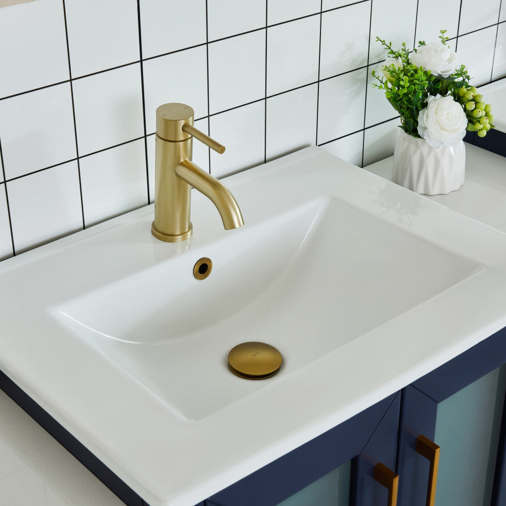 Vanity Art Vanity Set With Ceramic Top, 36", Blue, Standard Mirror