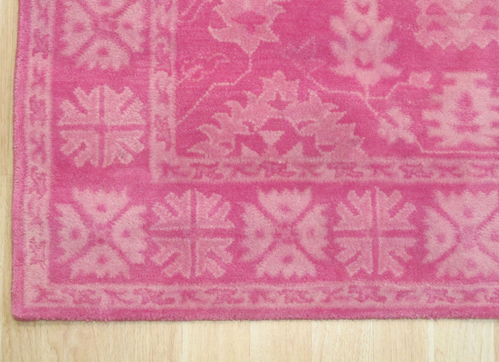 EORC Pink Hand-Tufted Wool Overdyed Rug, 7'9x9'9