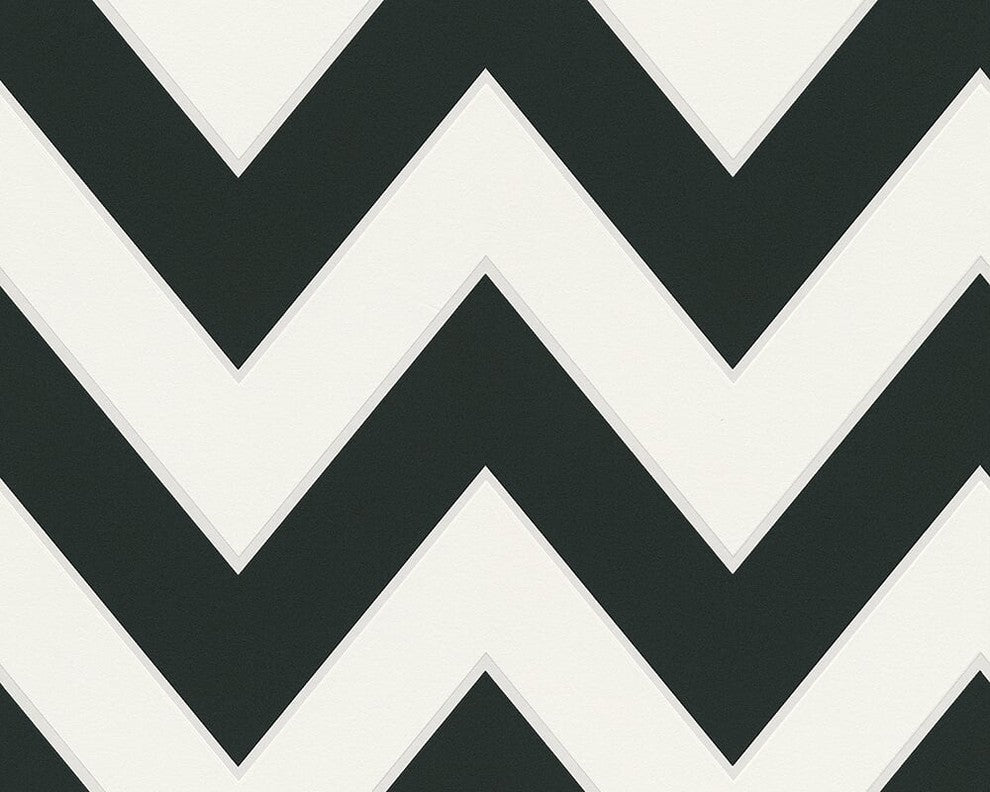 Black and White 2, Modern Crazy Stripes Circles White, Black Wallpaper Sample