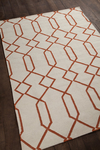 Lima Contemporary Area Rug, White and Orange, 3'x5'